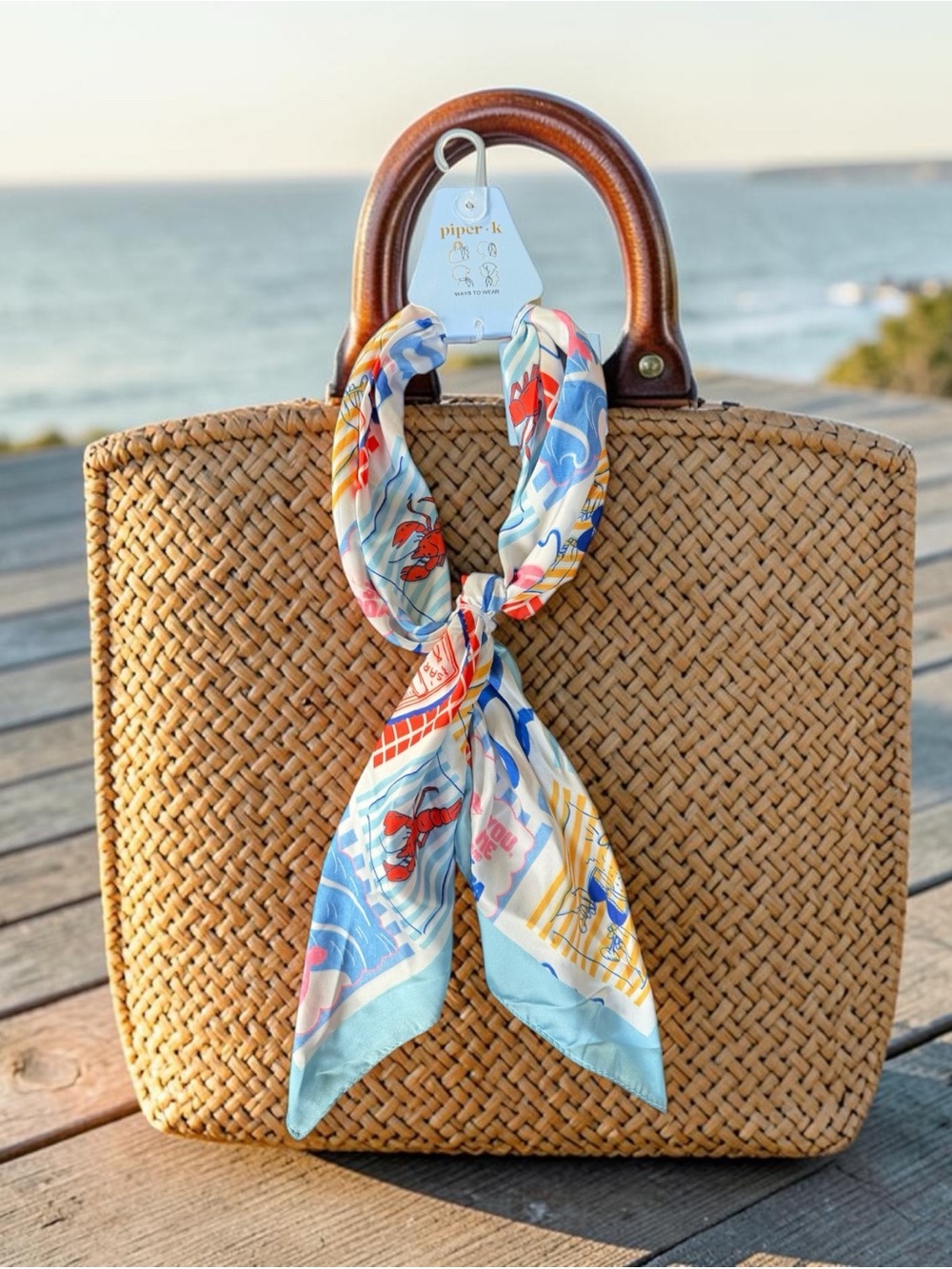 NWT 🦀 Piper K | Lobster Coastal Nautical Ocean Scarf Summer Bag Accessories